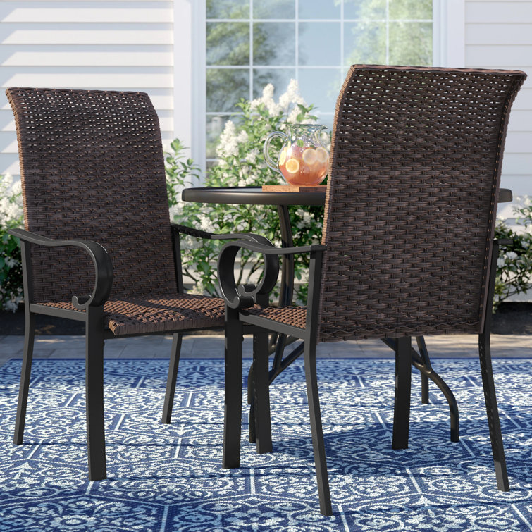 Lark Manor Abhijith 2Pieces Dark Brown Rattan Chair Patio Dining